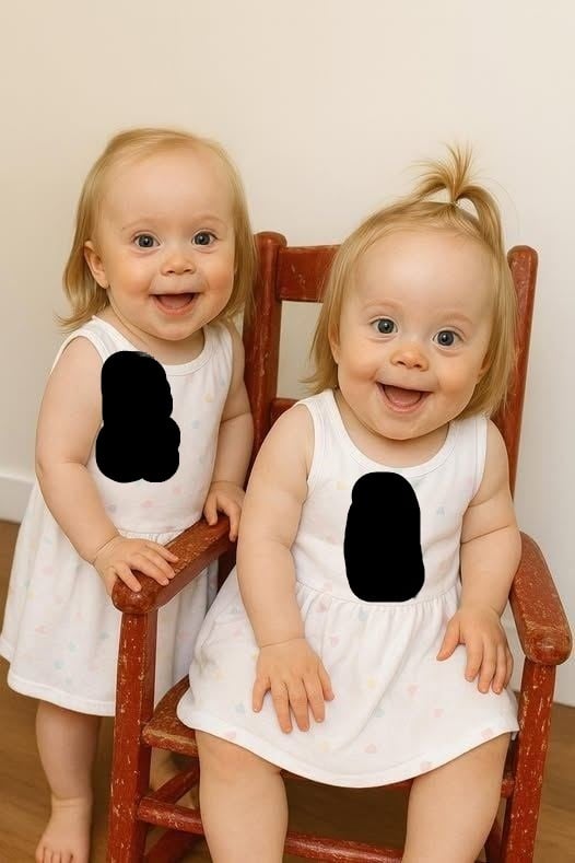 Young woman puts both babies inside the fir… See more