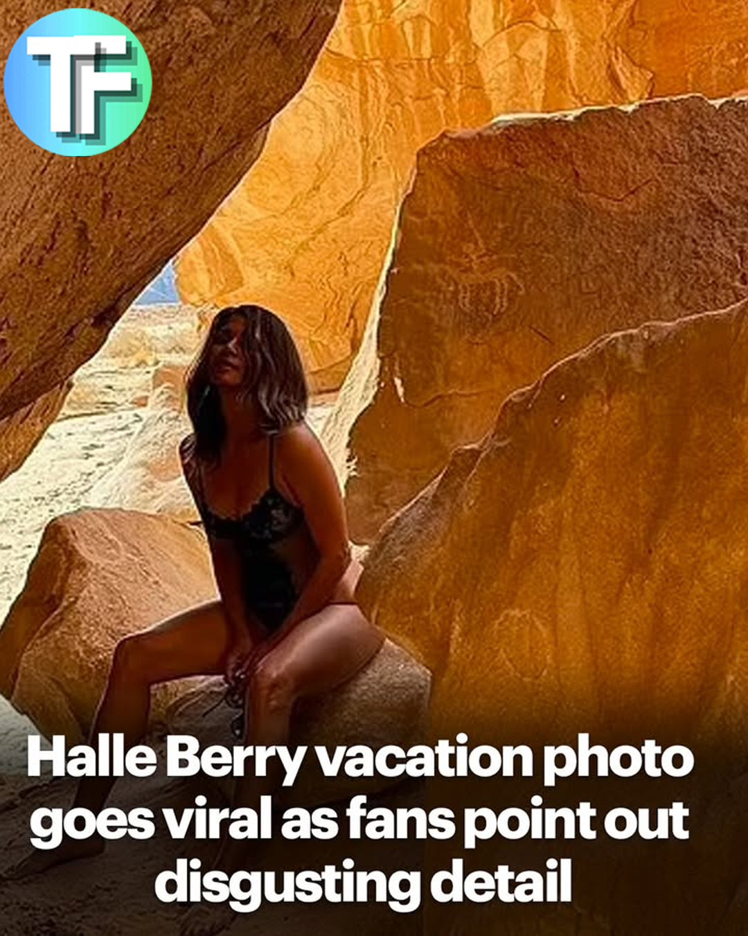 Halle Berry vacation photo goes viral as fans point out disgusting detail … as actress shares sultry shot from desert excursion